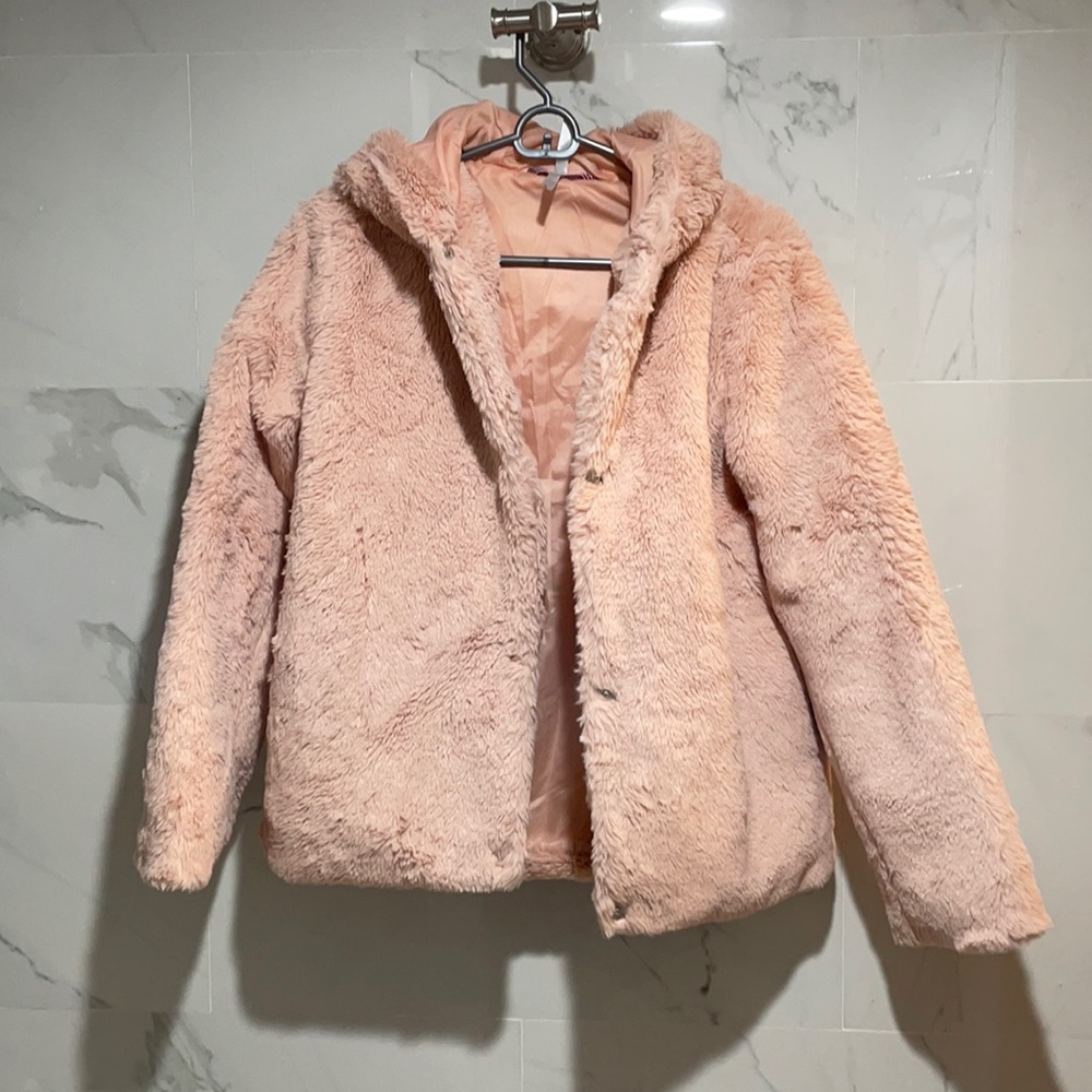 Pink faux fur jacket